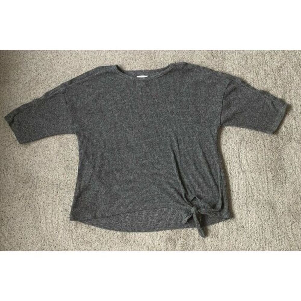 New York Laundry‎ Grey Women's Shirt Sleeve Top With Tie Size 2x Comfy Casual